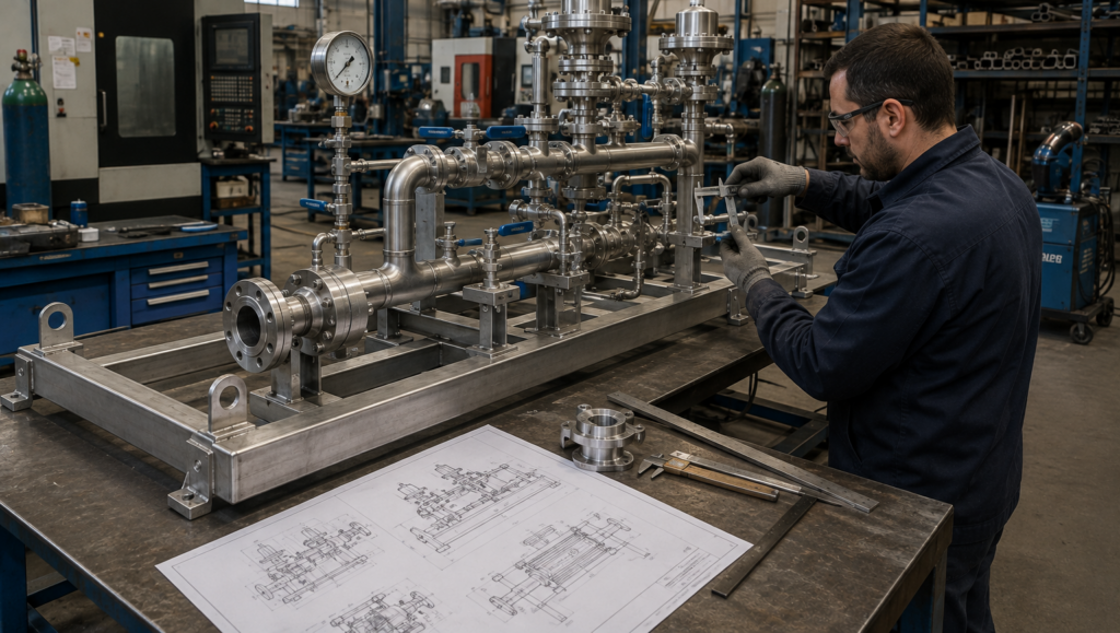 Manifold industrial fabricado para una instalación especial